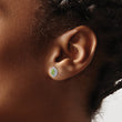 14K White Gold Lab Grown Diamond and Peridot Post Earrings