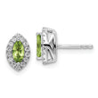 14K White Gold Lab Grown Diamond and Peridot Post Earrings