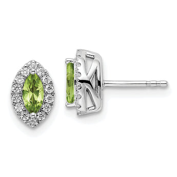 14K White Gold Lab Grown Diamond and Peridot Post Earrings