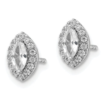 14K White Gold Lab Grown Diamond and White Sapphire Post Earrings