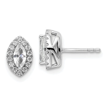 14K White Gold Lab Grown Diamond and White Sapphire Post Earrings