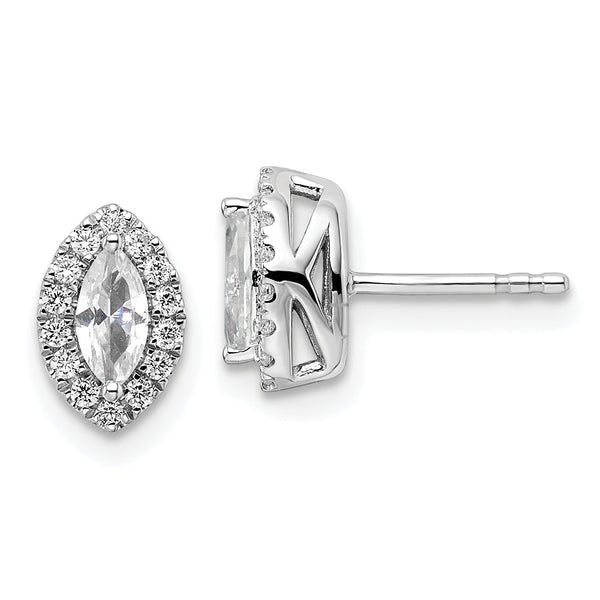 14K White Gold Lab Grown Diamond and White Sapphire Post Earrings