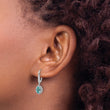 Pure Serenity 14k White Gold 1/5 carat Lab Grown Diamond VS/SI+ G+ and Lab Created Paraiba Leverback Dangle Earrings - Birthstone Company