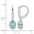 Pure Serenity 14k White Gold 1/5 carat Lab Grown Diamond VS/SI+ G+ and Lab Created Paraiba Leverback Dangle Earrings - Birthstone Company