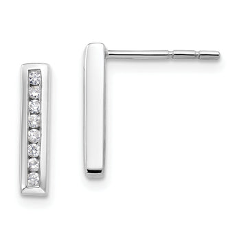 14K White Gold Lab Grown Diamond Vertical Bar Post Earrings