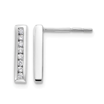 14k White Gold 1/6 carat Lab Grown Diamond VS/SI+ G+ Complete Vertical Bar Post Earrings - Birthstone Company