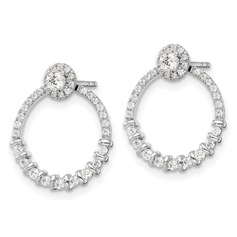 14K White Gold Lab Grown Diamond Circle Jacket and Post Earrings