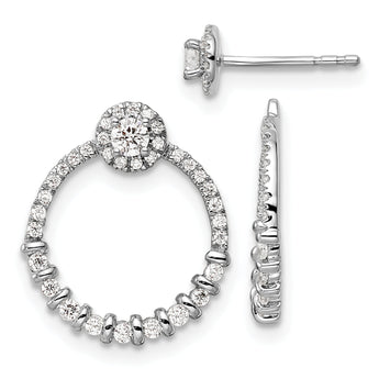 14K White Gold Lab Grown Diamond Circle Jacket and Post Earrings