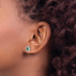 14K White Gold Lab Grown Diamond and Created Emerald Earrings