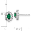 14K White Gold Lab Grown Diamond and Created Emerald Earrings