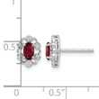 14k White Gold 1/20 carat Lab Grown Diamond VS/SI+ G+ and Oval Created Ruby Complete Halo Post Earrings - Birthstone Company