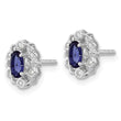 14K White Gold Lab Grown Diamond and Created Sapphire Earrings