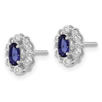 14K White Gold Lab Grown Diamond and Created Sapphire Earrings