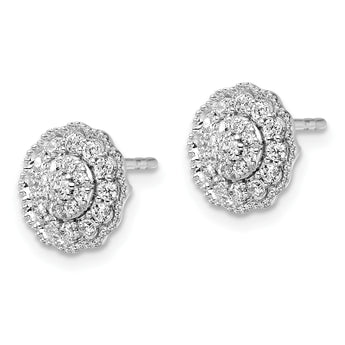 14k White Gold 1/2 carat Lab Grown Diamond VS/SI+ G+ Complete Halo Post Earrings - Birthstone Company