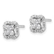 14k White Gold 1/2 carat Lab Grown Diamond VS/SI+ G+ Complete Square Halo Post Earrings - Birthstone Company
