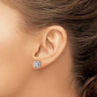 14k White Gold 1/2 carat Lab Grown Diamond VS/SI+ G+ Complete Square Halo Post Earrings - Birthstone Company