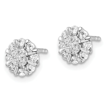 14k White Gold 1/2 carat Lab Grown Diamond VS/SI+ G+ Complete Halo Post Earrings - Birthstone Company