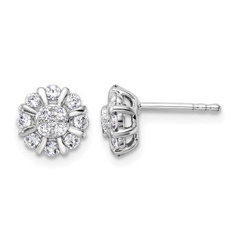14k White Gold 1/2 carat Lab Grown Diamond VS/SI+ G+ Complete Halo Post Earrings - Birthstone Company