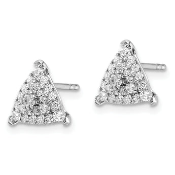 14K White Gold Lab Grown Diamond Triangle Cluster Post Earrings