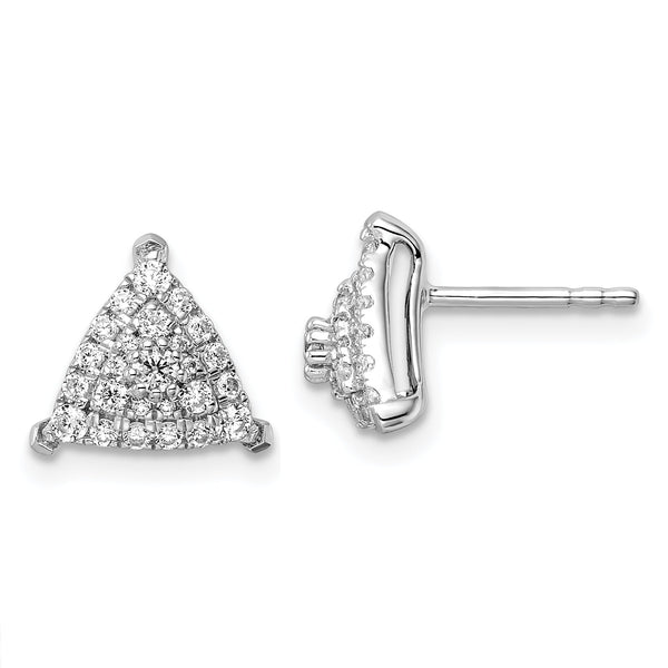 14K White Gold Lab Grown Diamond Triangle Cluster Post Earrings