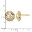 14k Two Tone 3/4 carat Lab Grown Diamond VS/SI+ G+ Octogon Halo Post Earrings - Birthstone Company