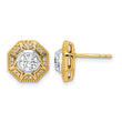 14k Two Tone 3/4 carat Lab Grown Diamond VS/SI+ G+ Octogon Halo Post Earrings - Birthstone Company
