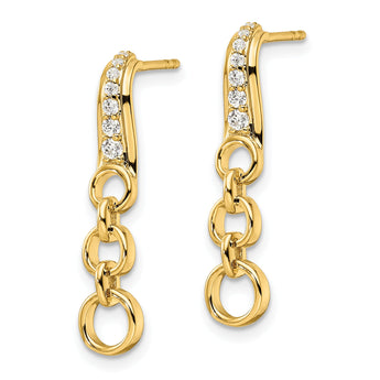 14K Lab Grown Diamond Circles Dangle Post Earrings