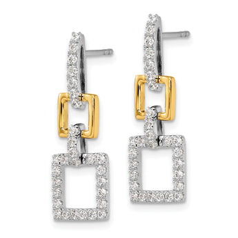 14K Two-Tone Lab Grown Diamond Squares Dangle Post Earrings