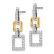 14k Two-Tone 3/4 carat Lab Grown Diamond VS/SI+ G+ Square Dangle Post Earrings - Birthstone Company