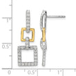 14k Two-Tone 3/4 carat Lab Grown Diamond VS/SI+ G+ Square Dangle Post Earrings - Birthstone Company