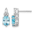 14K White Gold Polished Diamond and Blue Topaz Twisted Post Earrings - Birthstone Company