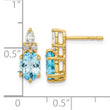 14K Polished Diamond and Blue Topaz Twisted Post Earrings - Birthstone Company