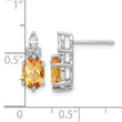 14K White Gold Polished Diamond and Citrine Twisted Post Earrings - Birthstone Company