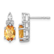 14K White Gold Polished Diamond and Citrine Twisted Post Earrings - Birthstone Company