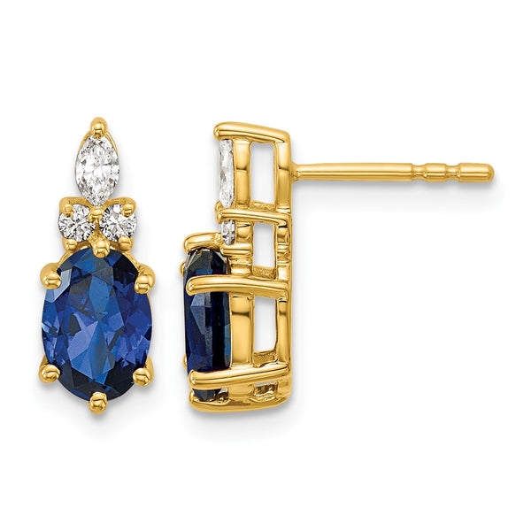 14K Polish Diamond and Lab Created Sapphire Twisted Post Earrings - Birthstone Company