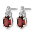 14K White Gold Polished Diamond and Garnet Twisted Post Earrings - Birthstone Company