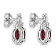 14K White Gold Polished Diamond and Garnet Twisted Post Earrings - Birthstone Company