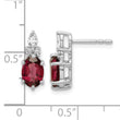 14K White Gold Polished Diamond and Garnet Twisted Post Earrings - Birthstone Company