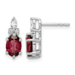 14K White Gold Polished Diamond and Garnet Twisted Post Earrings - Birthstone Company