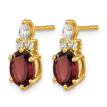 14K Polished Diamond and Garnet Twisted Post Earrings - Birthstone Company