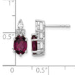 14K White Gold Polished Diamond and Rhodolite Garnet Twisted Post Earrings - Birthstone Company