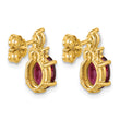 14K Polished Diamond and Rhodolite Garnet Twisted Post Earrings - Birthstone Company