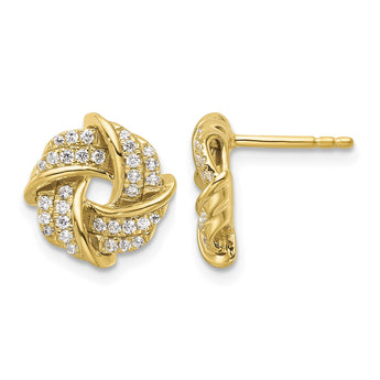 14k 1/3 carat Lab Grown Diamond VS/SI+ G+ Love Knot Post Earrings - Birthstone Company