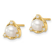 14k 1/10 carat Lab Grown Diamond VS/SI+ G+ and 5.50 mm Round Freshwater Cultured Pearl Post Earrings - Birthstone Company