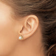 14k 1/10 carat Lab Grown Diamond VS/SI+ G+ and 5.50 mm Round Freshwater Cultured Pearl Post Earrings - Birthstone Company