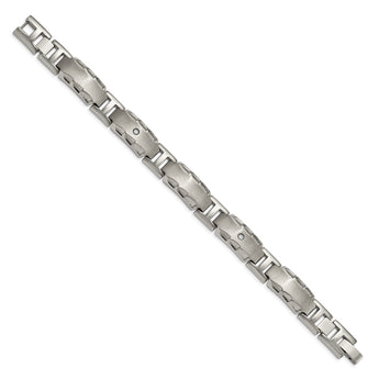 Edward Mirell Titanium Facet Edge .12ct Dia Brushed&Polished Link Brace - Birthstone Company