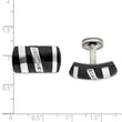 Black Titanium & Sterling Silver Diamond Cuff Links by Edward Mirell