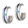 Edward Mirell Grey Ti Brushed Blue Anodized and Blue Topaz J Hoop Post Earrings - Birthstone Company