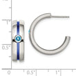 Edward Mirell Grey Ti Brushed Blue Anodized and Blue Topaz J Hoop Post Earrings - Birthstone Company