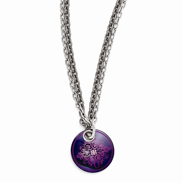 Black Titanium & Sterling Silver Necklace with Pink Anodized Finish, Gift Ready